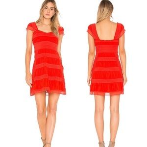 Free People Red Alicia Lace Mini Dress
